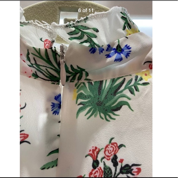 Silk tuxedo pleat ruffle lace flower white dress - Picture 8 of 16